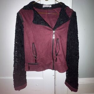 Adore moto jacket lace sleeves zipper detailed lightweight M
